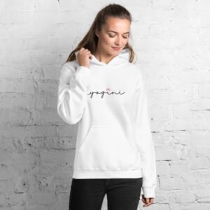 white yogini hoodie, yoga wear