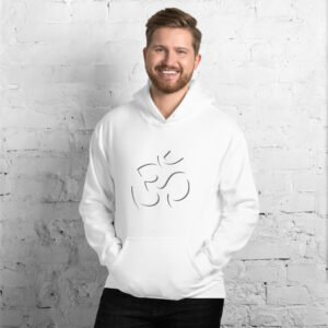 white Om hoodie, hoody, yoga wear