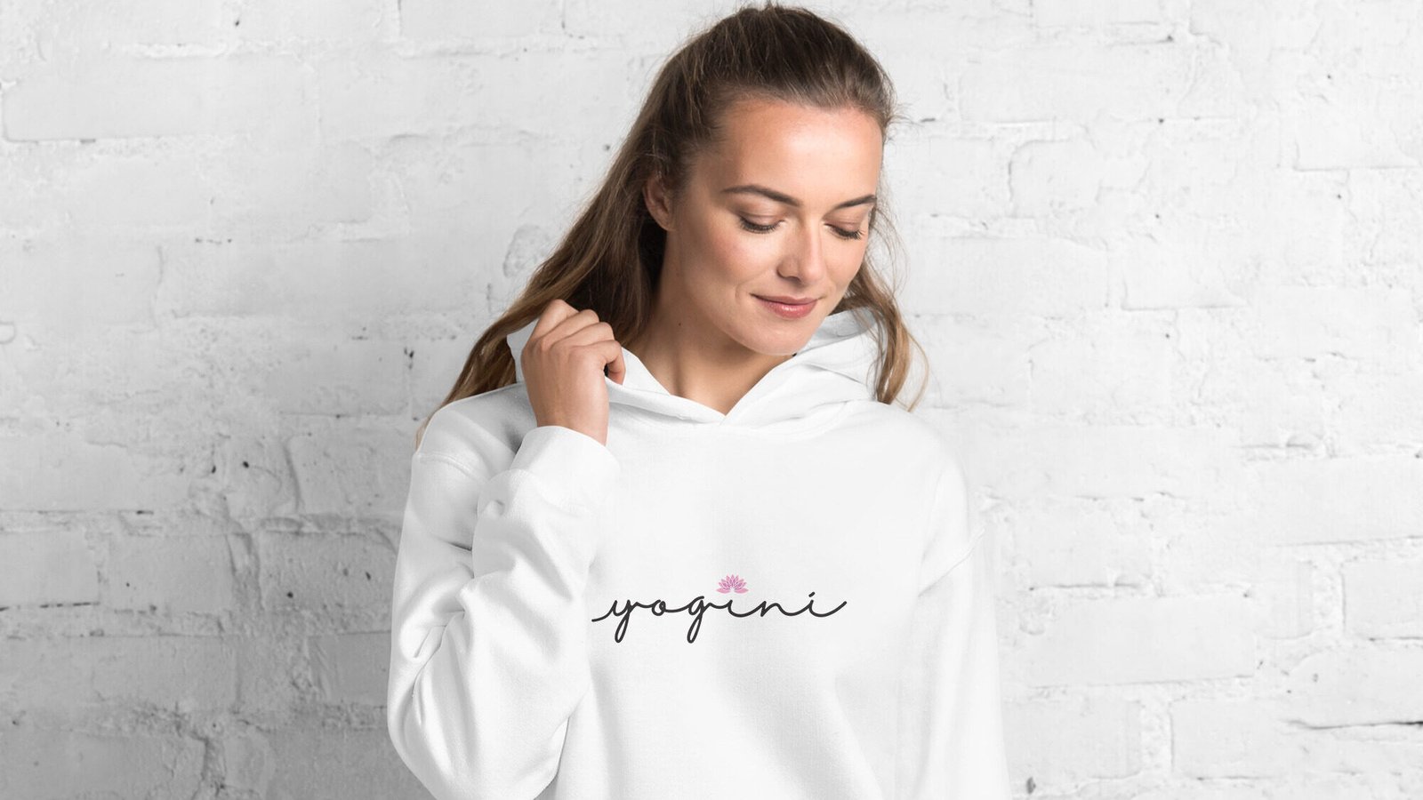 white yogini hoodie, yoga wear